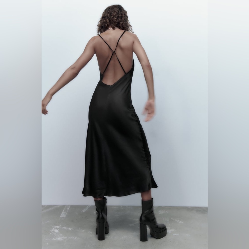 ZARA SATIN LINGERIE STYLE DRESS L